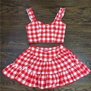 Sugar Thrillz Red and White Gingham Top